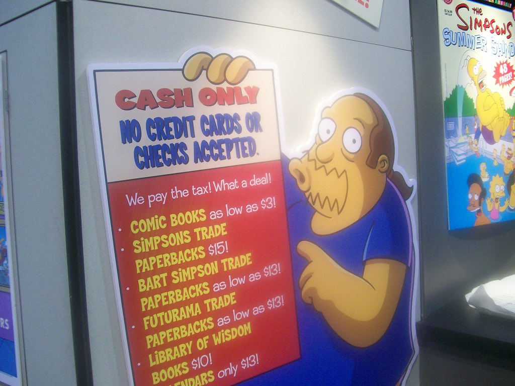 Comic guy from the simpsons holding our sign