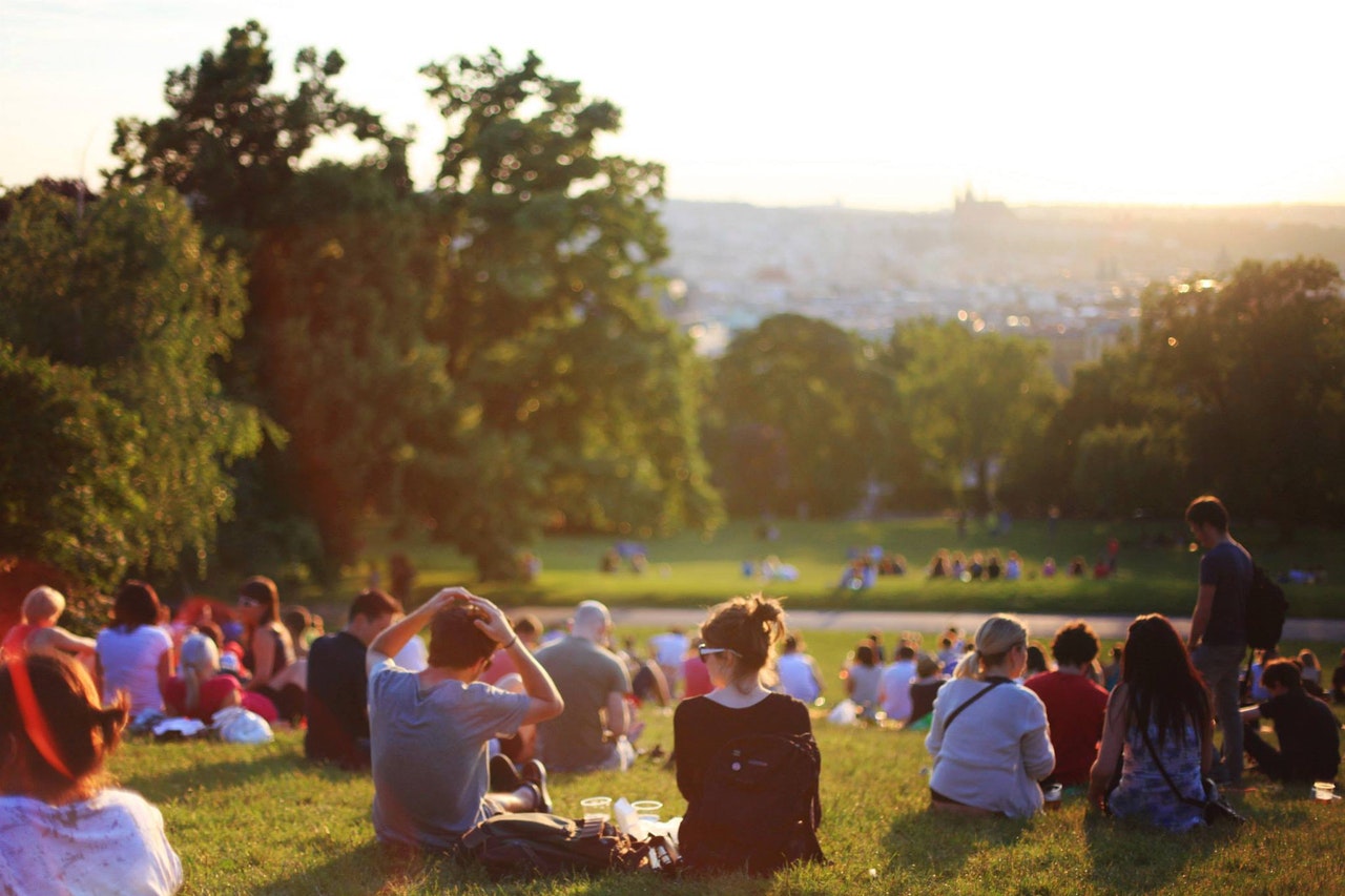 People gathering in the park