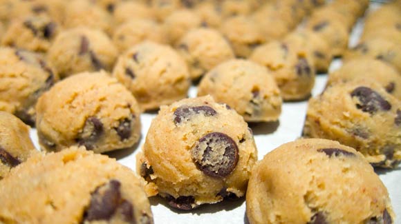 a raw cookie on sheet