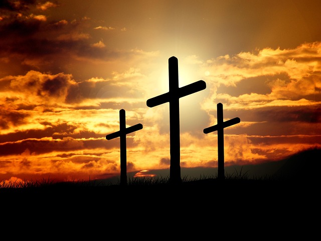 Crosses in sunset