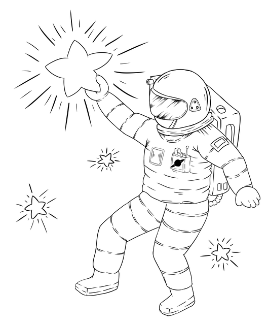 Astronaut touching a star