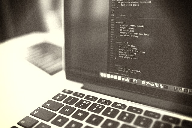 Computer with Coding on the Screen