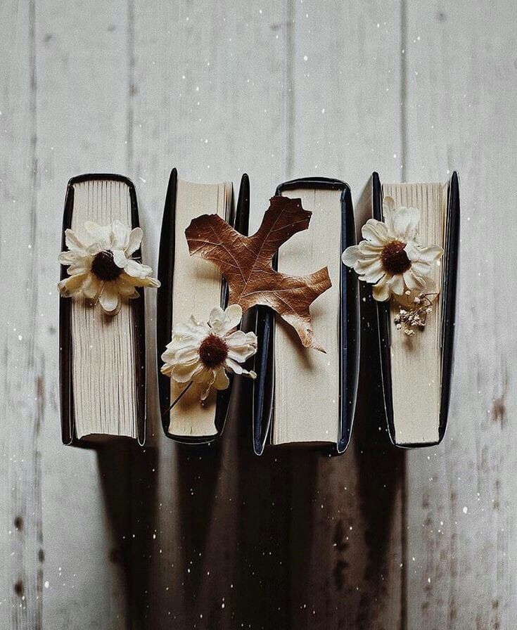 books and flowers