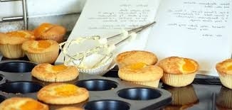 baked muffins with utensils/tools surrounding