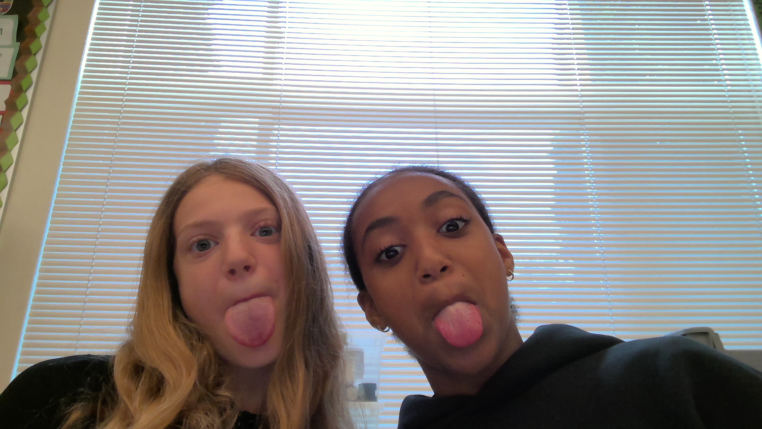 Hadley and Menen making a funny face