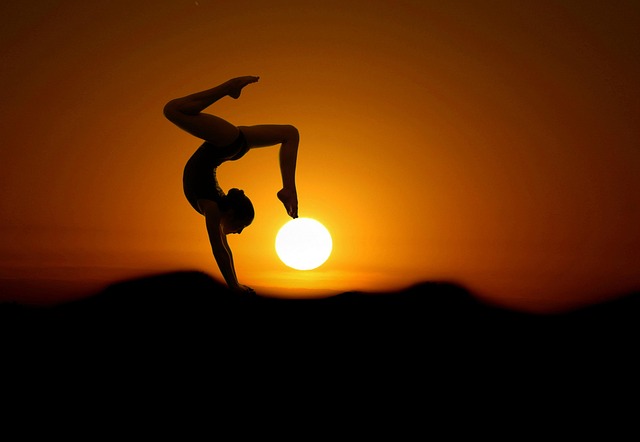gymnastics in sunset