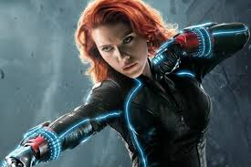 Black Widow is in her fighting stance