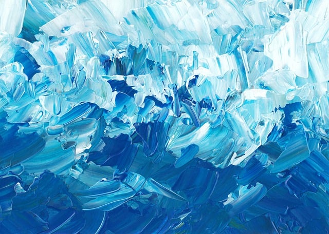 A blue painting with lots of bruch strokes