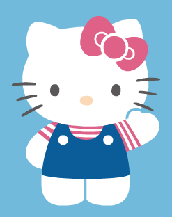 An portrait of hello kitty waving