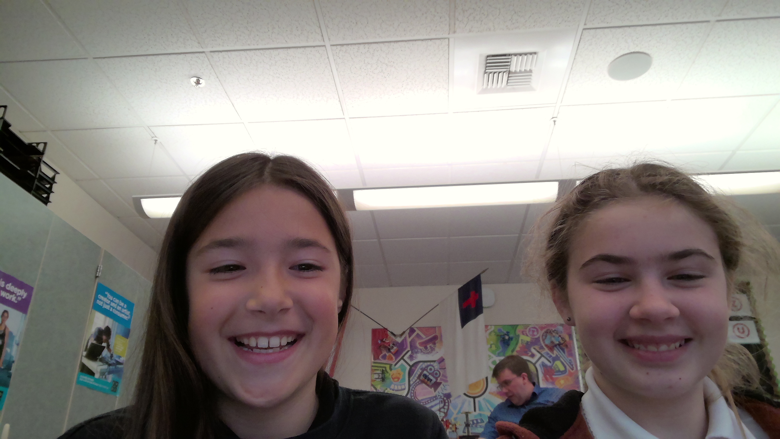 Macie and Eryn with Mr.DJ in the background