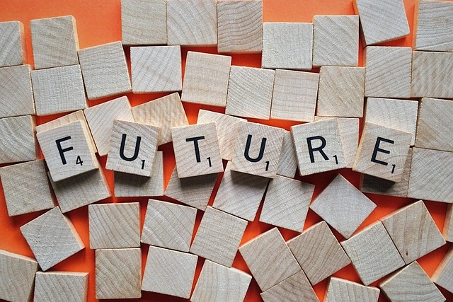 wood tiles with letters spelling out future