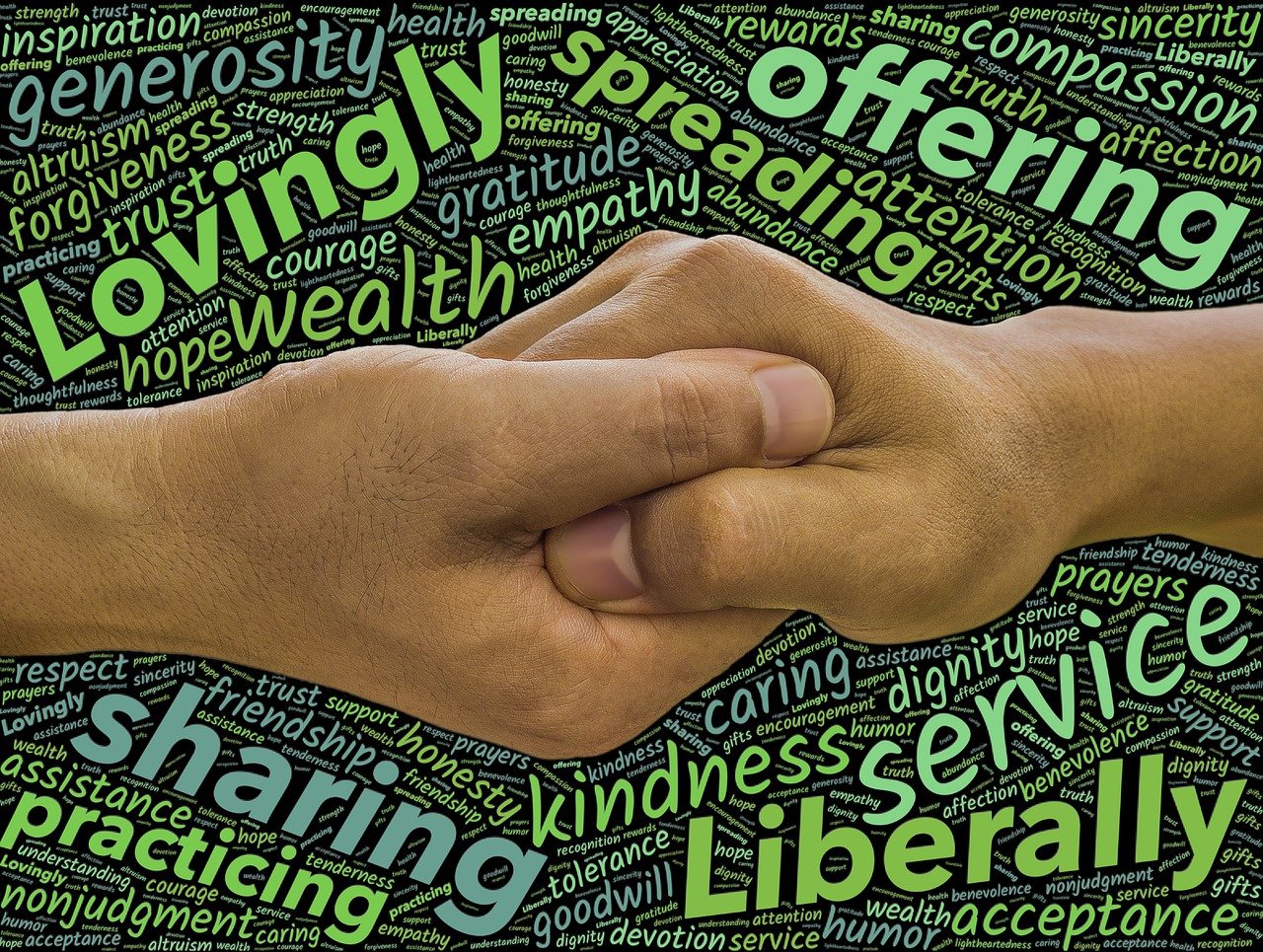 hands with words