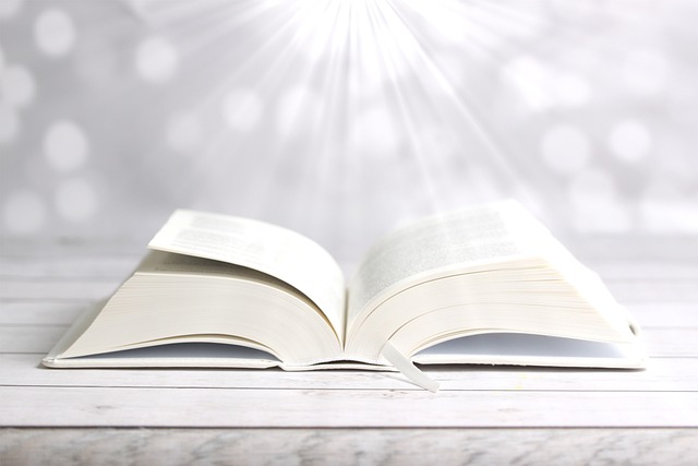Bible with light shining down on it