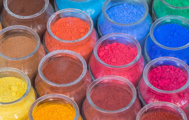 colorful powder in jar