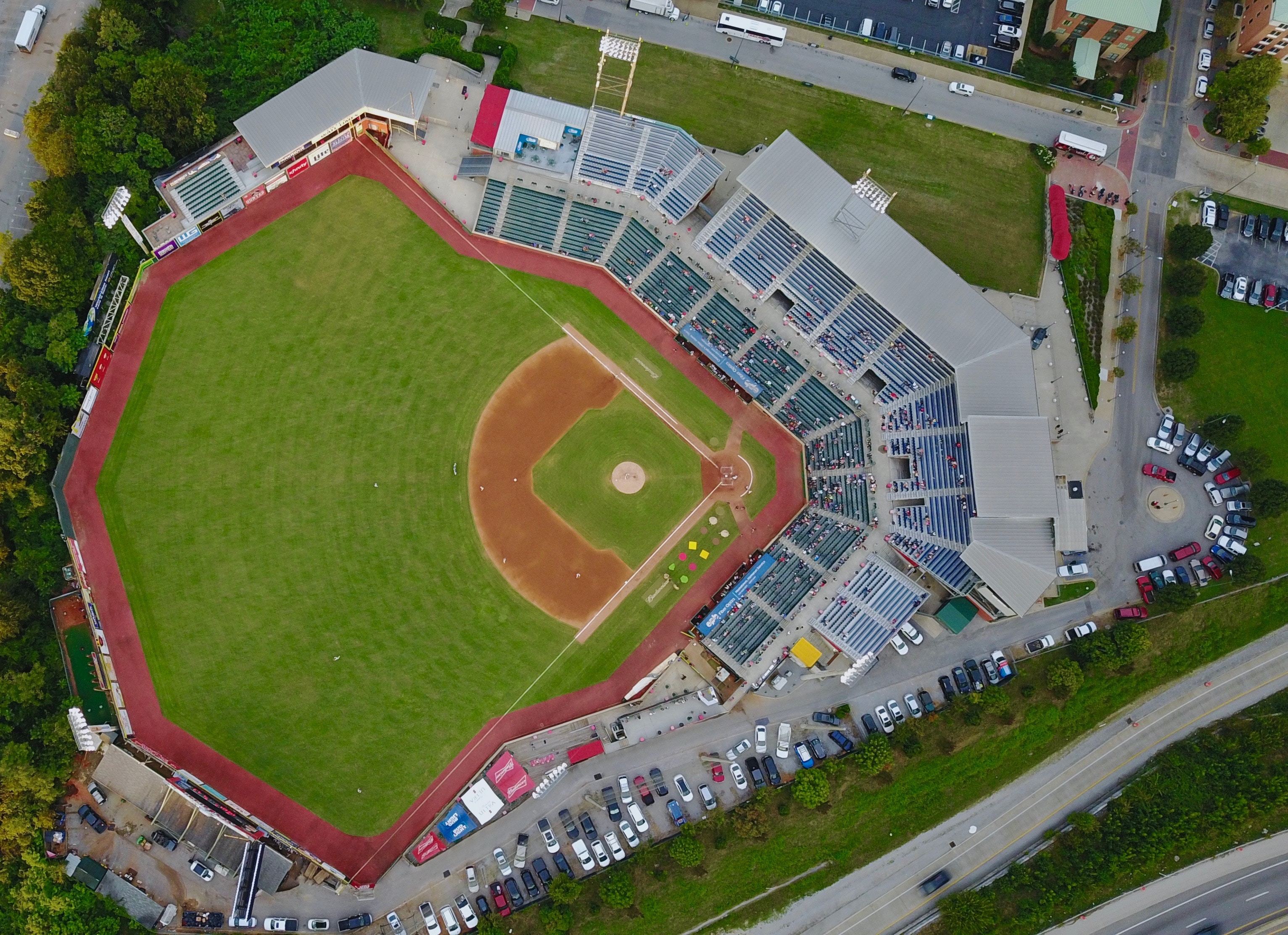 Overhead view of softball field