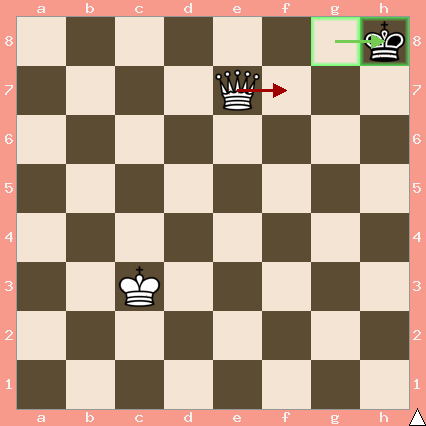 White pieces: King on b2, Queen on e8. Black pieces: King on h8.
