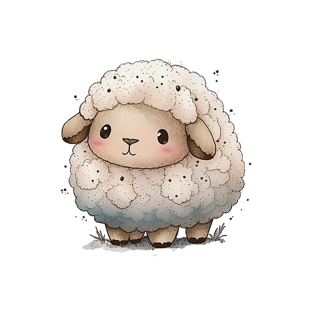 A small sheep siting on the ground smiling