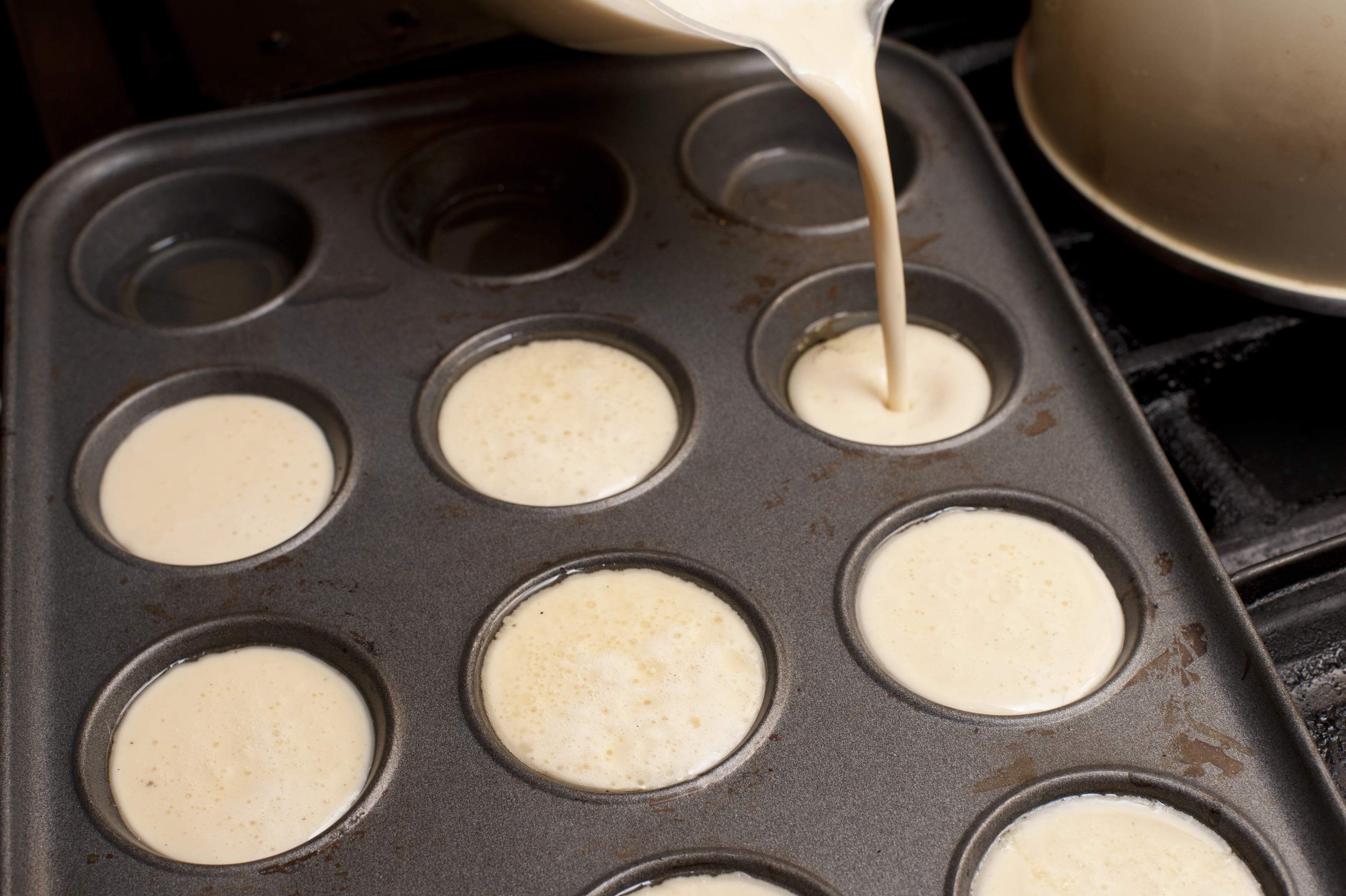 pouring in the batter