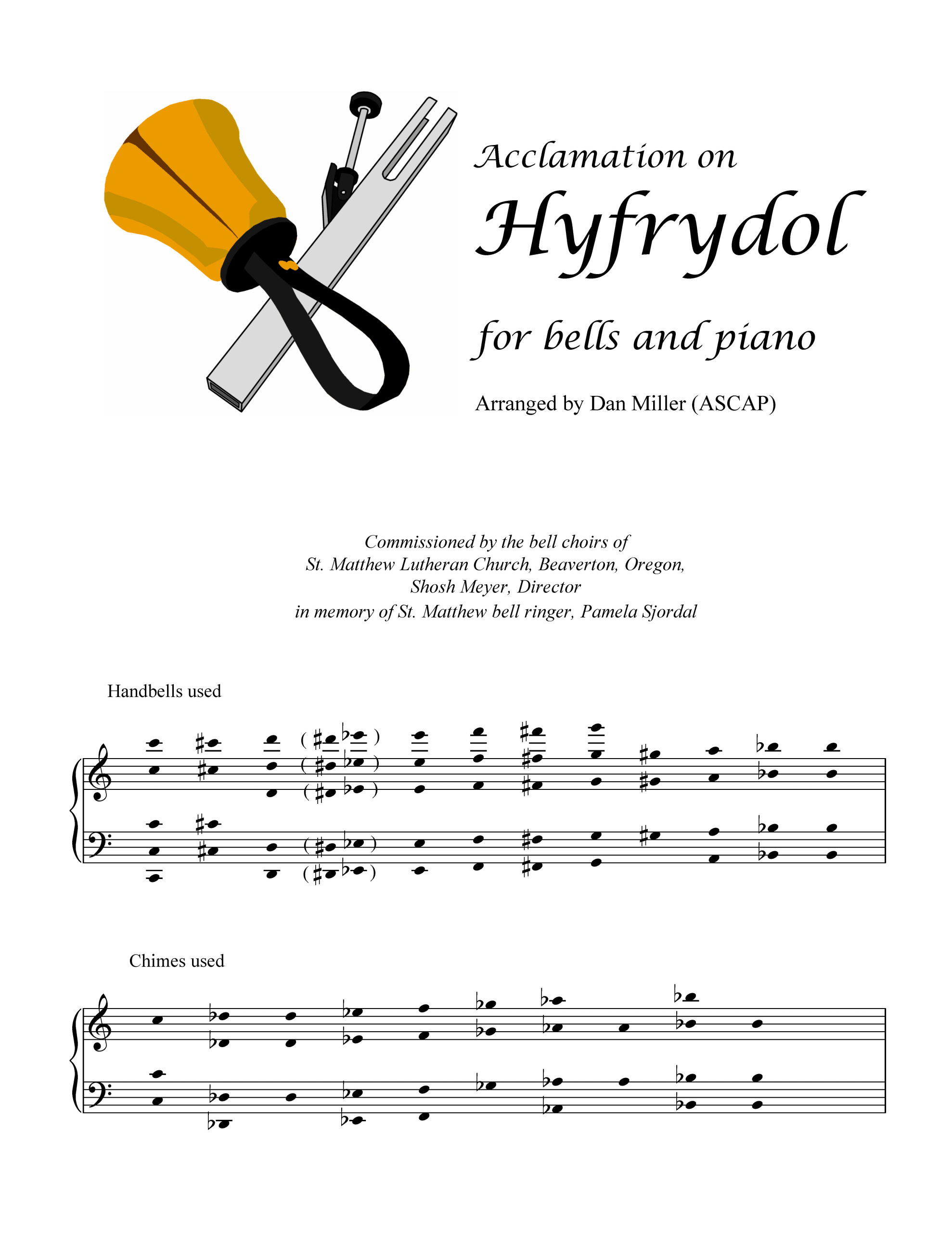 A handbell and chime music sheet
