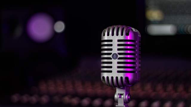 a old fasion microphone on a stage