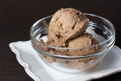 A bowl of chocolate ice cream