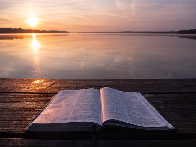 bible on lake