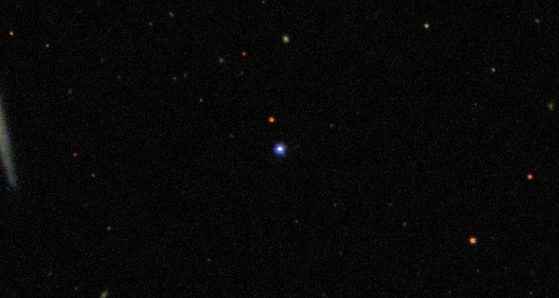 TON 618, as imaged from the Sloan Digital Sky Survey Data Release 9 (DR9). 