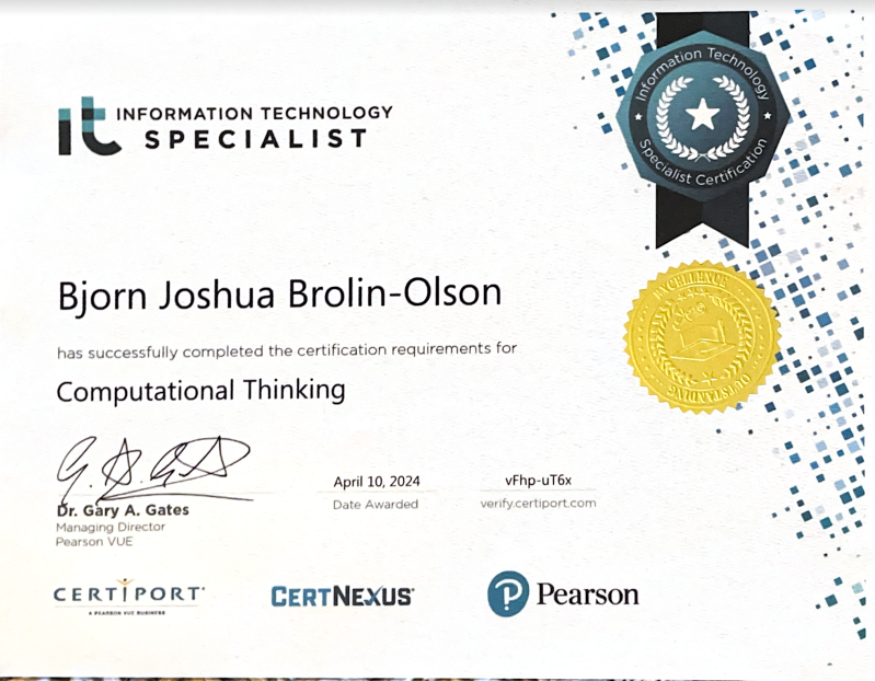 Computational Thinking Certification