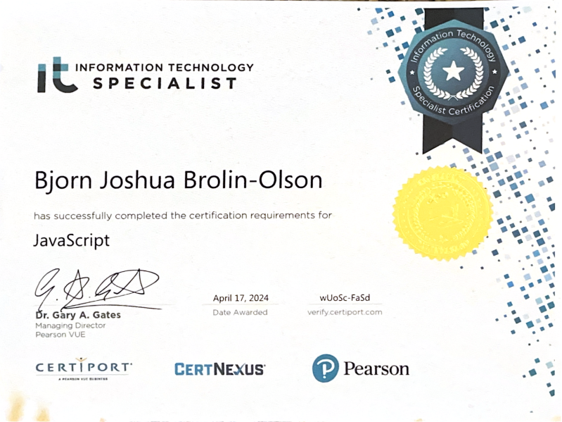JavaScript Certification