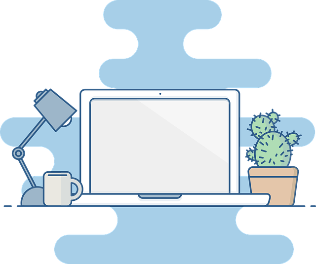 A desk with a laptop