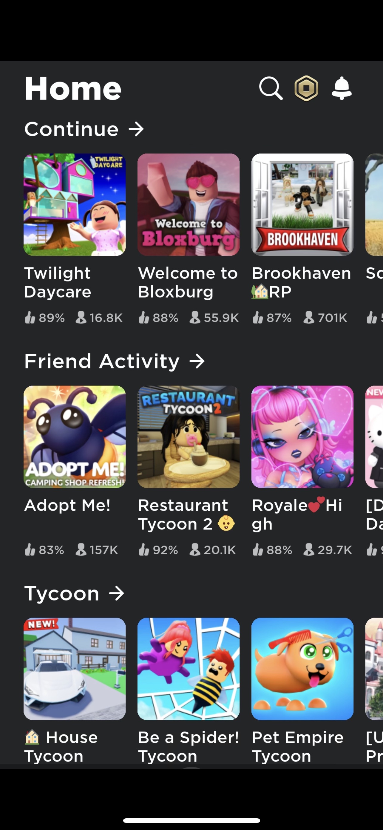 Roblox home page