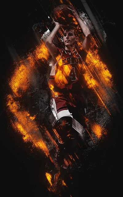 basketball player jumping and shooting