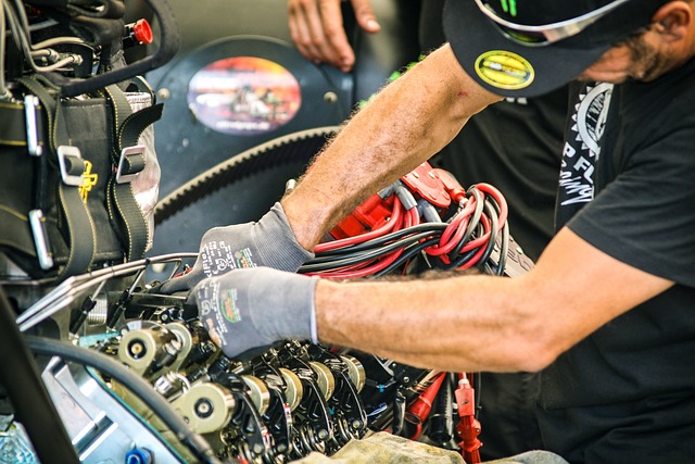  man works on engine