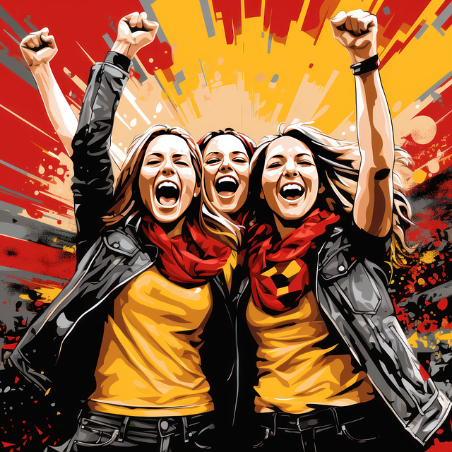 drei Frauen jubeln