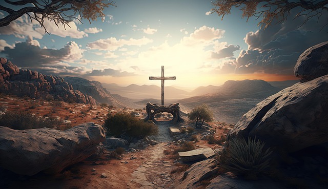 Image of cross on the horizon