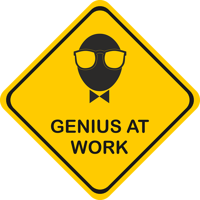Genius at work road sign