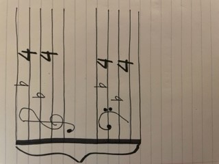 bass and treble clef with key signature