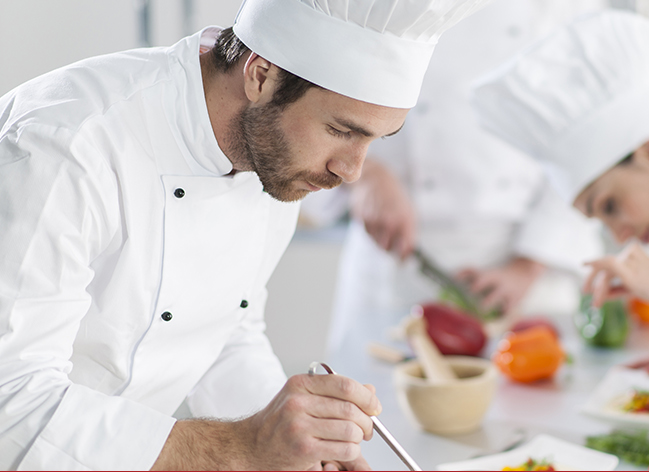 cooking in kitchen