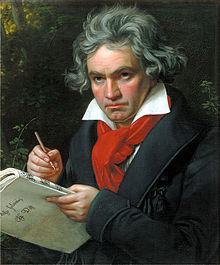 Portrait of Beethoven with notebook
