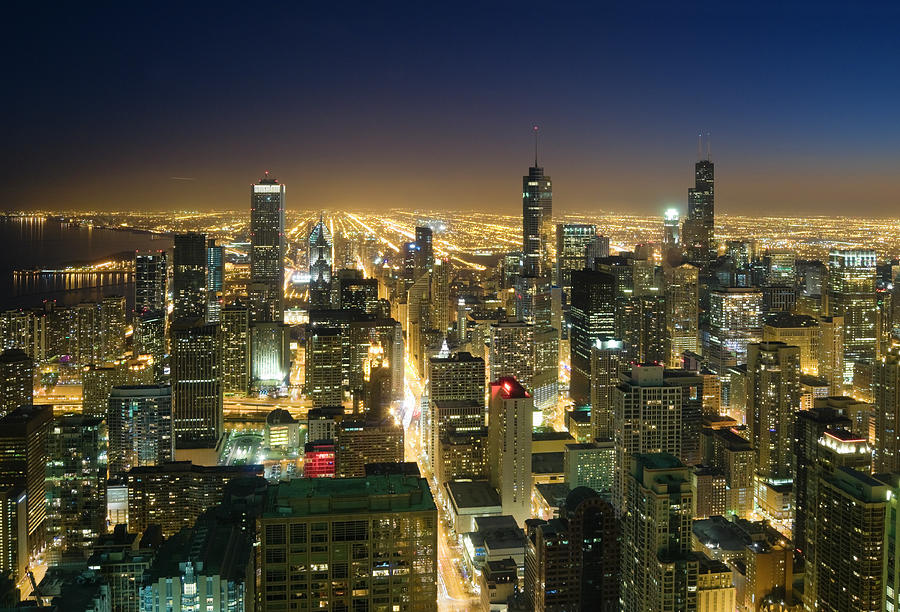 an ariel view of downtown chicago