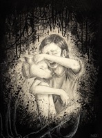 Sad girl with her dog