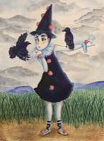 clown girl with crows