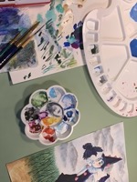 process photo of the clown painting