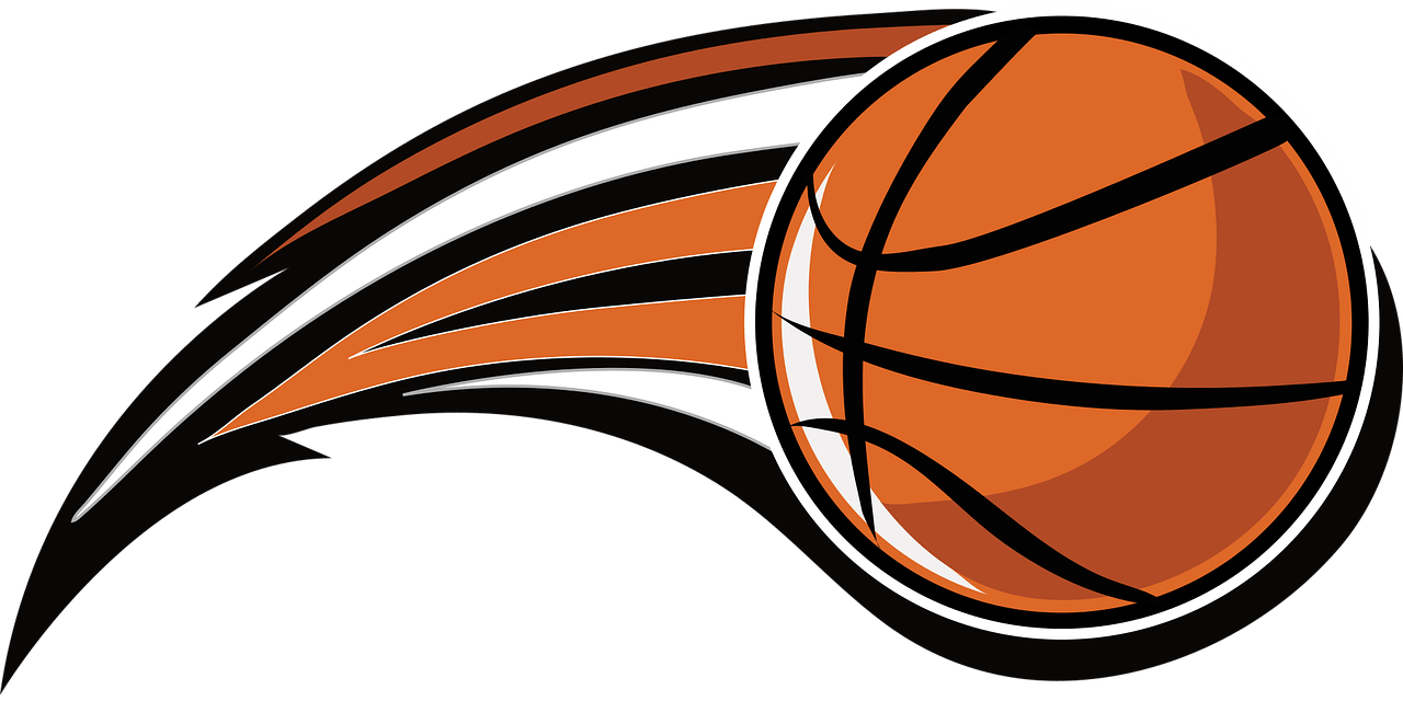 Clip art of a orange and black basketball.