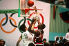 Picture of basketball players in the Olympics.