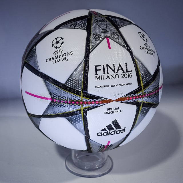  A chapions leuge soccer ball on a stand