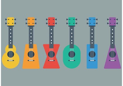 colorful ukuleles