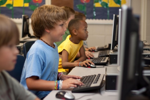 Students working on computers