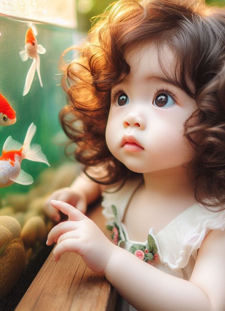 Young Girl Looking at Fish