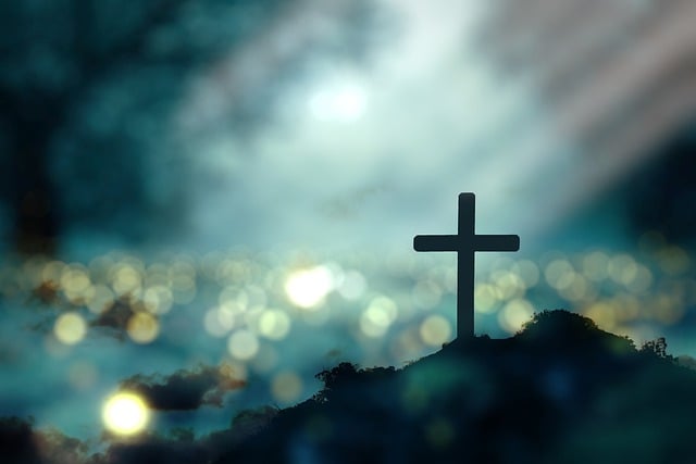 small cross on hill